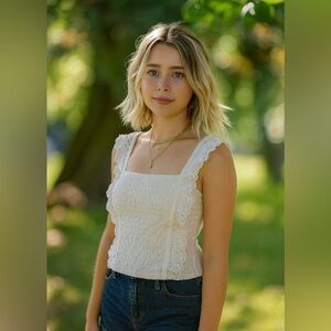 Justice White Ruffle Tank Top